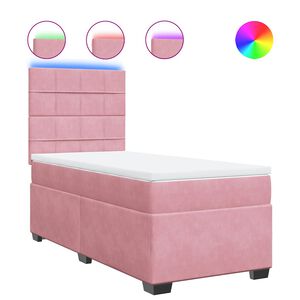 vidaXL Pat box spring cu saltea, roz, 80x200 cm, catifea