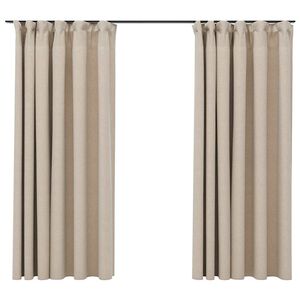 vidaXL Draperii opace aspect in, cu c&acirc;rlige, 2 buc., bej, 140x175 cm