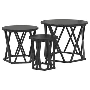vidaXL Masă laterală nesting 3 pcs Stejar Negru