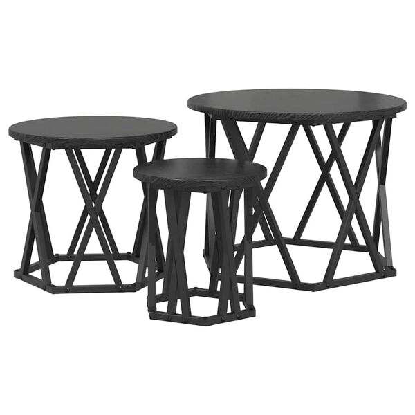 vidaXL Masă laterală nesting 3 pcs Stejar Negru