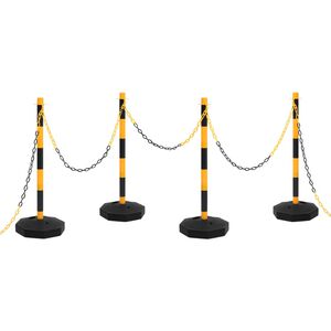 vidaXL Set st&acirc;lp semnalizare trafic, cu lanț din plastic de 10 m