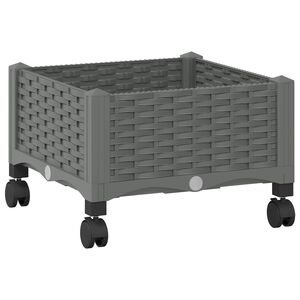 vidaXL Ghiveci de grădină cu roți Gri deschis 40 x 40 x 29 cm PP