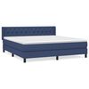 vidaXL Pat continental cu saltea, albastru, 160x200cm, material textil
