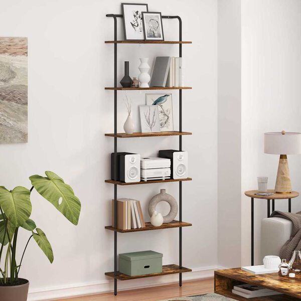 vidaXL Raft pentru cărți Stejar fumuriu 60 x 24 x 203 cm Lemn compozit