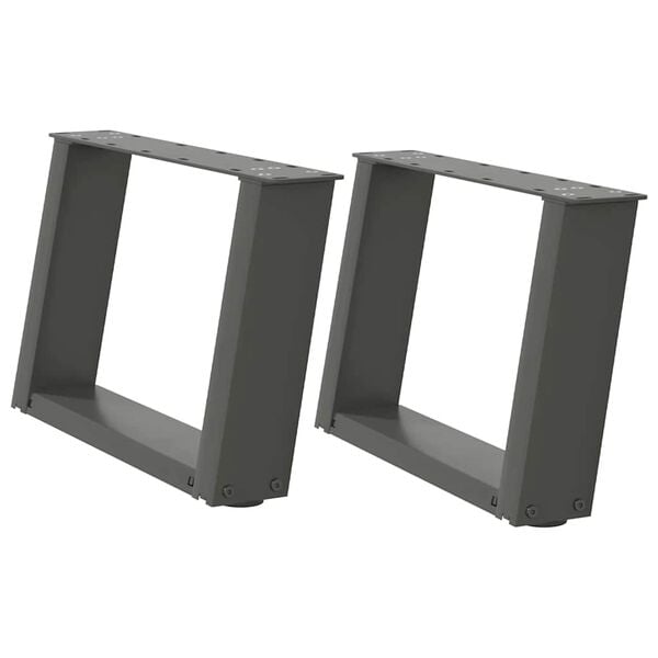 vidaXL Picioare pentru măsuță de cafea &icirc;n formă de U, 2 buc., antracit, 40x(30-31) cm, oțel