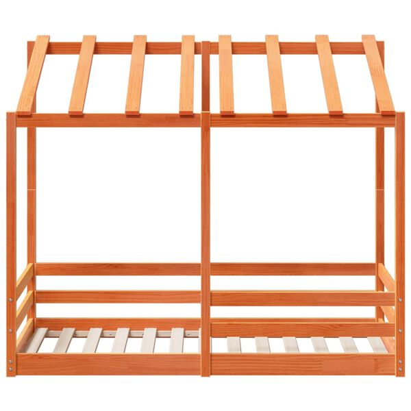 vidaXL Acoperiș pat de copii, maro ceruit, 80x160 cm, lemn masiv pin