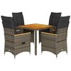vidaXL Set mobilier de grădină cu perne, 5 piese, gri, poliratan