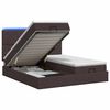vidaXL Pat Ottoman cu Saltea și LED Maro &icirc;nchis 200 x 200 cm Țesătură