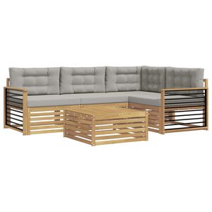vidaXL Set de canapele de exterior 6 pcs Alb și gri deschis Poliester