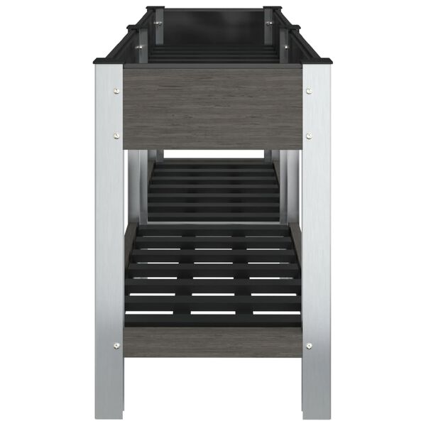 vidaXL Strat &icirc;nălțat de grădină cu raft, gri, 150x50x75 cm, WPC