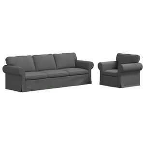 vidaXL Set de canapea 2 buc. Gri &icirc;nchis țesătură