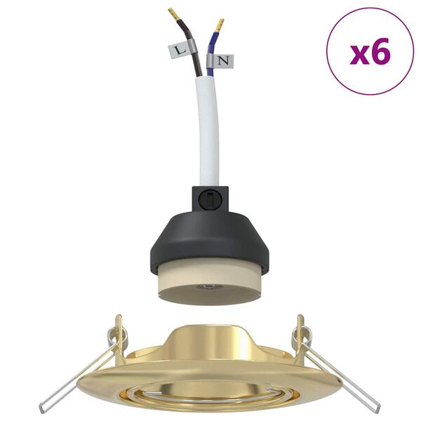 vidaXL Spot 6 pcs Auriu 9 x 9 x 2.5 cm Metal