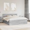 vidaXL Cadru de pat cu headboard Gri Sonoma 200 x 200 cm Lemn compozit