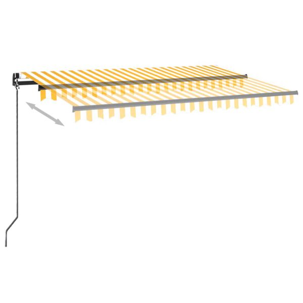 vidaXL Copertină retractabilă manual, galben și alb, 450x350 cm