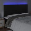 vidaXL Tăblie cu LED-uri, negru, 160x5x118/128 cm, piele ecologică