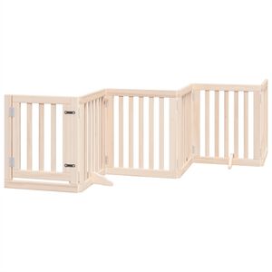 vidaXL Poartă de acces pentru c&acirc;ini cu ușă pliabilă, 6 panouri, 300 cm, lemn de plop