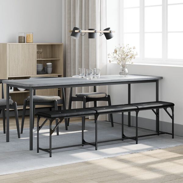 vidaXL Bancă de bucătărie, negru, 186x32x45 cm, oțel și textil