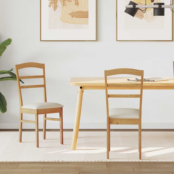 vidaXL Scaun de sufragerie 2 pcs Natural și deschis