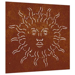 vidaXL Decor perete de grădină 55x55 cm design soare oțel Corten
