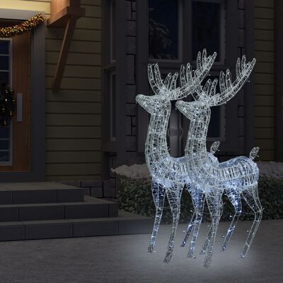 vidaXL Ren de Crăciun 250 LED-uri, 2 buc., alb rece, 180 cm, acril XXL