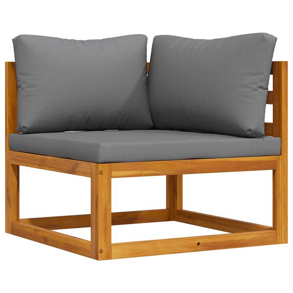 vidaXL Canapea de colț modulară, pernă gri &icirc;nchis, lemn masiv acacia