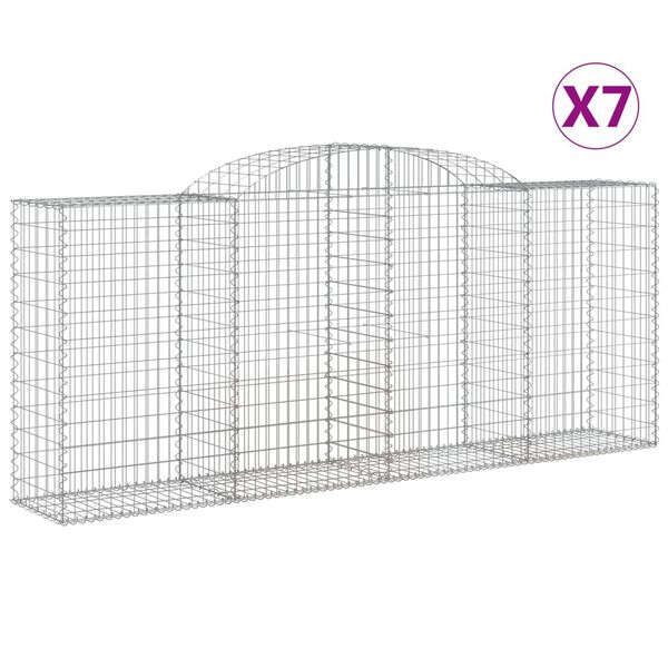 vidaXL Coșuri gabion arcuite 7 buc. 300x50x120/140 cm, fier galvanizat