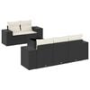 vidaXL Set mobilier de grădină cu perne, 6 piese, negru, poliratan