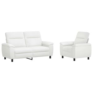 vidaXL Set de canapea 2 pcs Alb Țesătură