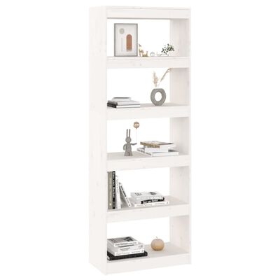 vidaXL Bibliotecă/Separator cameră,alb,80x30x167,5 cm, lemn masiv pin
