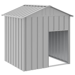 vidaXL Casă c&acirc;ine & acoperiș gri deschis 117x103x123cm oțel galvanizat