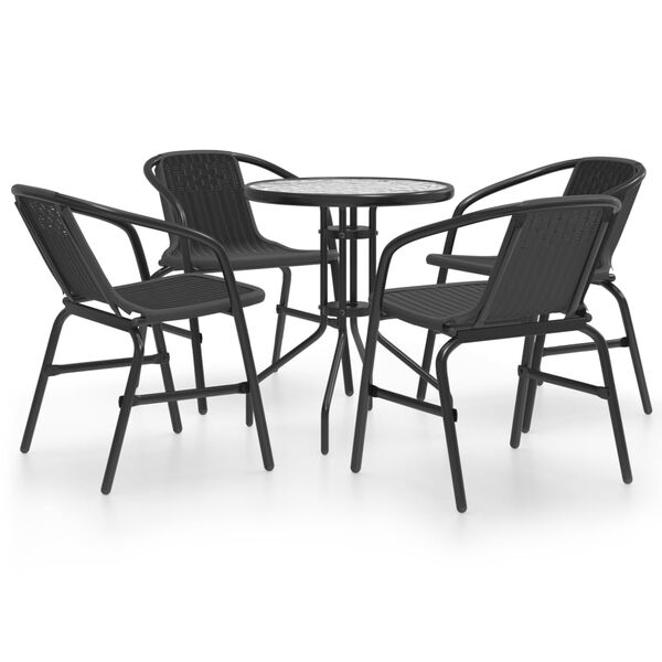 vidaXL Set mobilier de grădină, 5 piese, negru