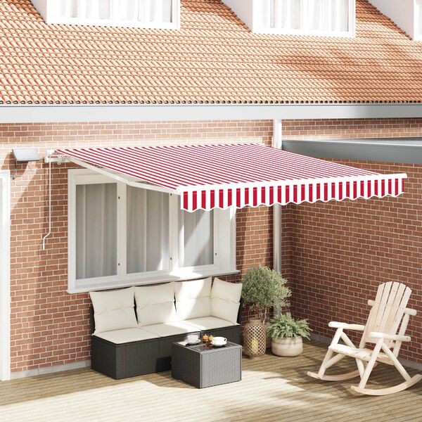 vidaXL Cortina Retractabilă Manual Roșu și Alb 300 x 250 cm
