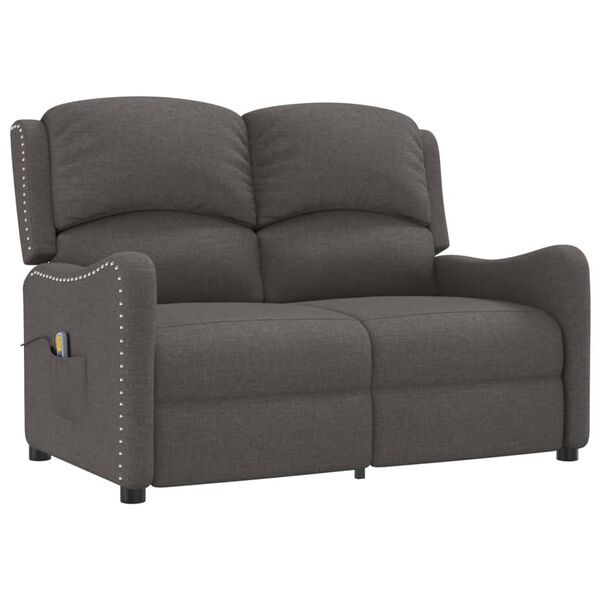 vidaXL Fotoliu de masaj rabatabil cu 2 locuri, gri &icirc;nchis, textil