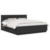 vidaXL Cadru de pat cu headboard Negru 200 x 200 cm Lemn prelucrat
