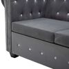 vidaXL Canapea Chesterfield cu 3 locuri, catifea, 199x75x72 cm, gri