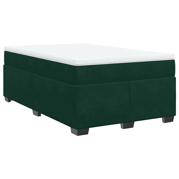 vidaXL Pat box spring cu saltea, verde închis, 120x200 cm, catifea