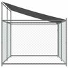 vidaXL Cușcă c&acirc;ini cu acoperiș și uși, gri, 4x2x2 m, oțel galvanizat