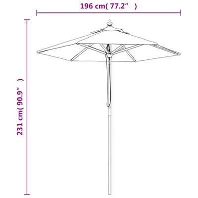 vidaXL Umbrelă de soare de grădină stâlp din lemn nisipiu 196x231 cm