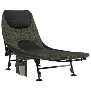 vidaXL Șezlong pescuit picioare reglabile de noroi, pliabil, camuflaj
