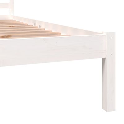 vidaXL Cadru de pat mic Single, alb, 75x190 cm, lemn masiv de pin