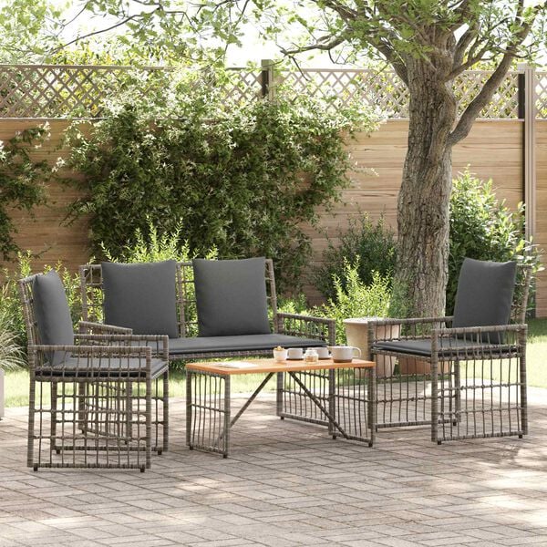 vidaXL Set de Mobilier pentru Exterior 4 pcs Negru și Gri &icirc;nchis