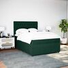 vidaXL Pat box spring cu saltea, verde &icirc;nchis, 140x200 cm, catifea