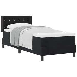 vidaXL Pat cu arcuri cu headboard Manual Negru 200 x 80 cm Catifea