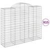 vidaXL Coș gabion arcuit, 15 buc, 200x50x160/180 cm, fier galvanizat