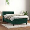 vidaXL Pat box spring cu saltea, verde &icirc;nchis, 90x200 cm, catifea