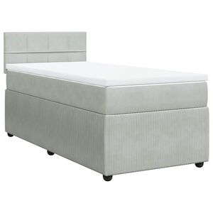 vidaXL Pat continental cu saltea, gri deschis, 80x200 cm, catifea