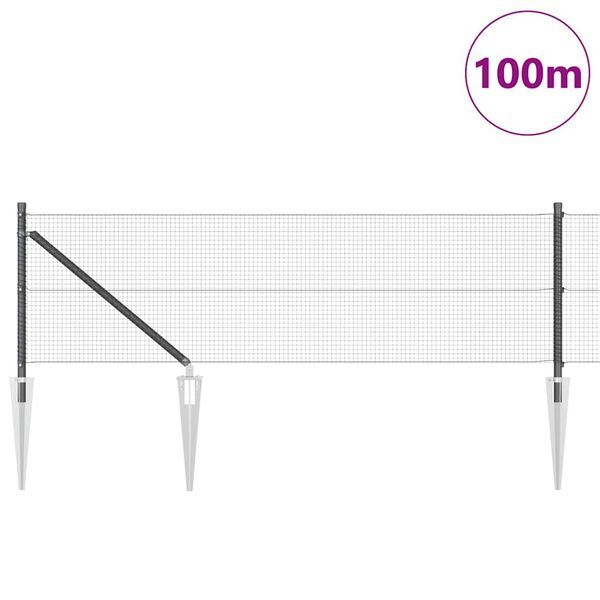 vidaXL St&acirc;lp de gard. Gri 100 x 0,8 m (16 x 16 mm plasă) Oțel și PVC