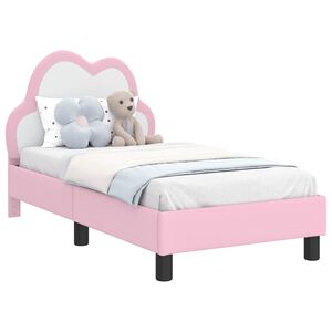 vidaXL Cadru de pat pentru copii cu spătar Roz 70 x 140 cm PU