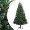 vidaXL Pom de Crăciun artificial cu balamale & fructe roșii 210 cm