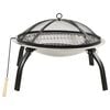 vidaXL Vatră de foc 2-&icirc;n-1 cu grătar/vătrai, 56x56x49 cm, oțel inoxidabil